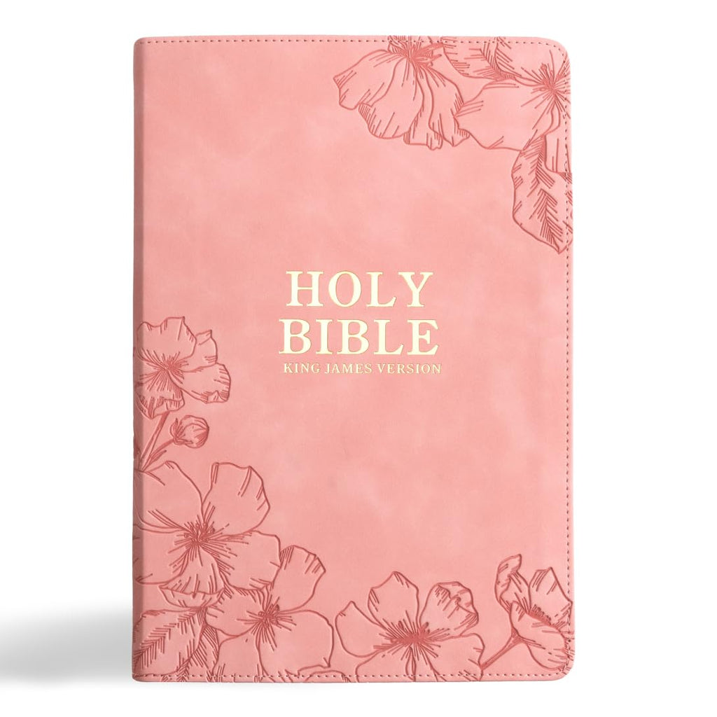 Holman KJV Giant Print Women's Bible | Pink Floral Faux Leather, Thumb-Indexed, Red Letter