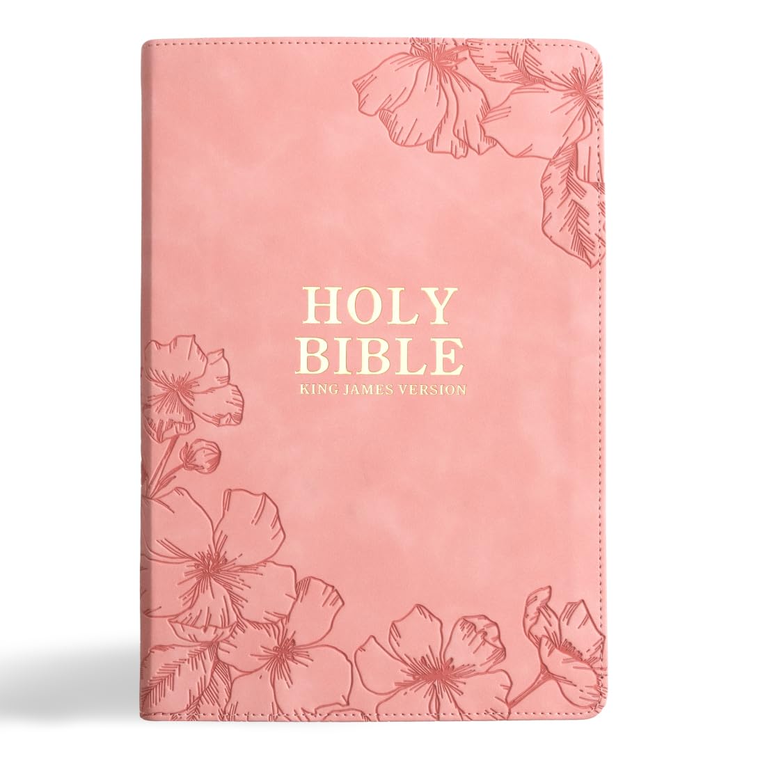 Holman KJV Giant Print Women's Bible | Pink Floral Faux Leather, Thumb-Indexed, Red Letter