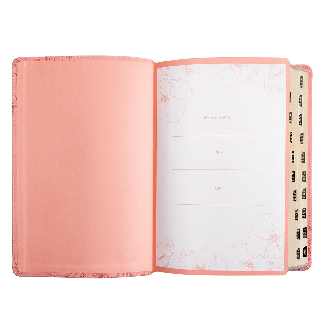 Holman KJV Giant Print Women's Bible | Pink Floral Faux Leather, Thumb-Indexed, Red Letter