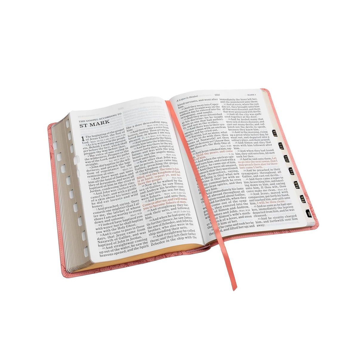 Holman KJV Giant Print Women's Bible | Pink Floral Faux Leather, Thumb-Indexed, Red Letter
