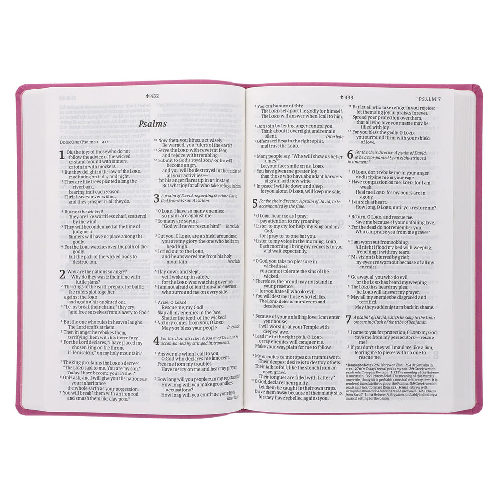 NLT Large Print Premium Value Thinline Bible, Filament Enabled | Garden Pink LeatherLike