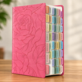 NLT Large Print Thinline Bible + Boho Bible Tabs Bundle | Garden Pink Floral LeatherLike