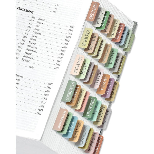 75 Boho Laminated Bible Tabs | Old & New Testament + 9 Blank Tabs, Alignment Guide Included