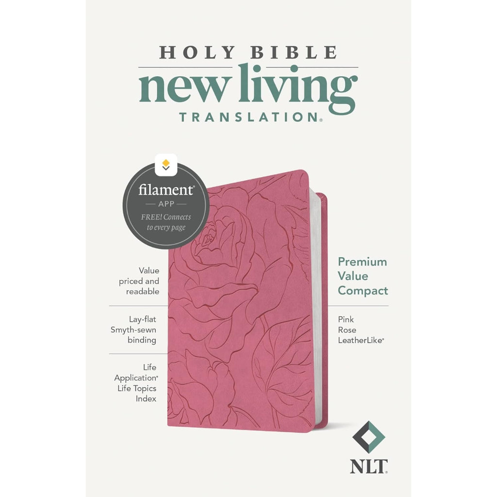 NLT Large Print Premium Value Thinline Bible, Filament Enabled | Garden Pink LeatherLike